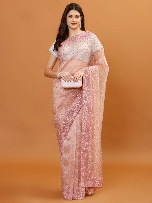 Sequence Embroidery Tissue Saree