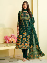 Printed Crepe Unstitched Suit With Pant & Dupatta