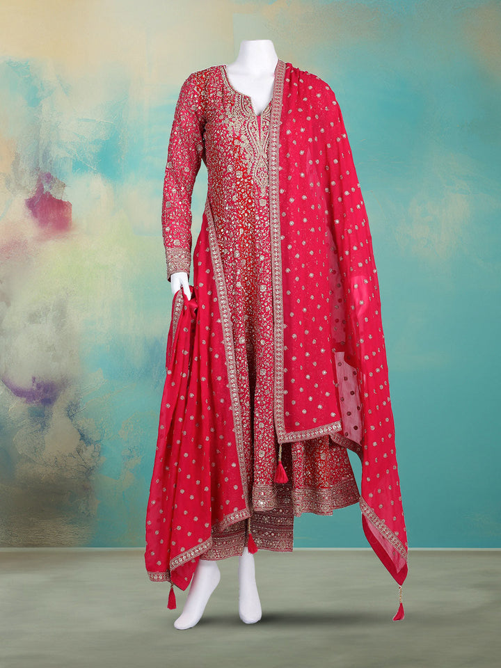 Embroidered Georgette Kurta With Pant &amp; Dupatta