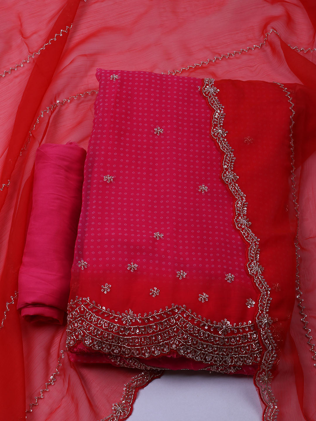 Embroidered Organza Unstitched Suit With Dupatta