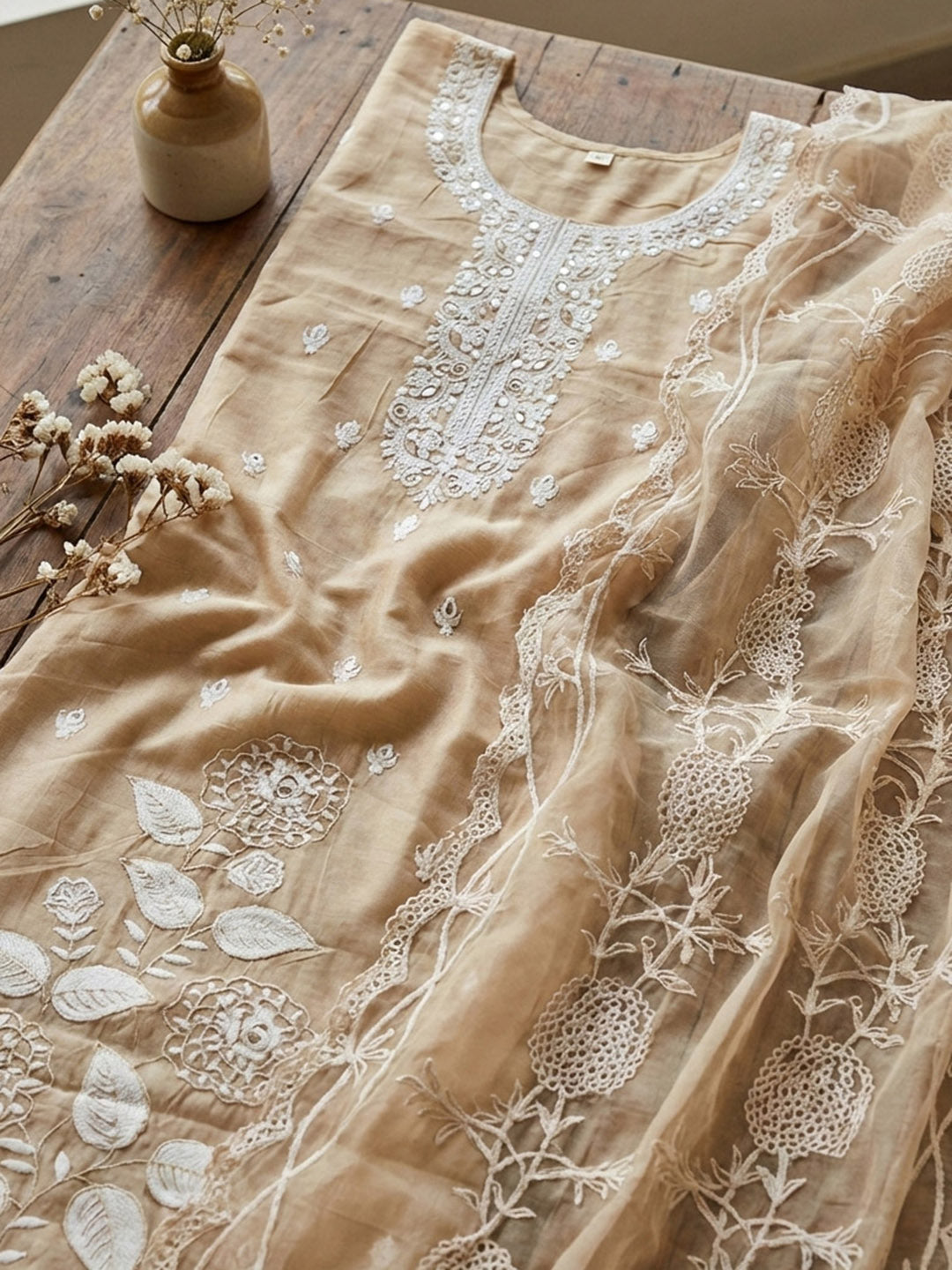 Printed Cotton Blend Unstitched Suit With Pant &amp; Dupatta