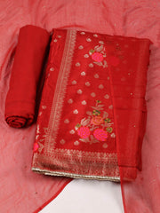 Woven Chanderi Unstitched Suit Piece With Dupatta