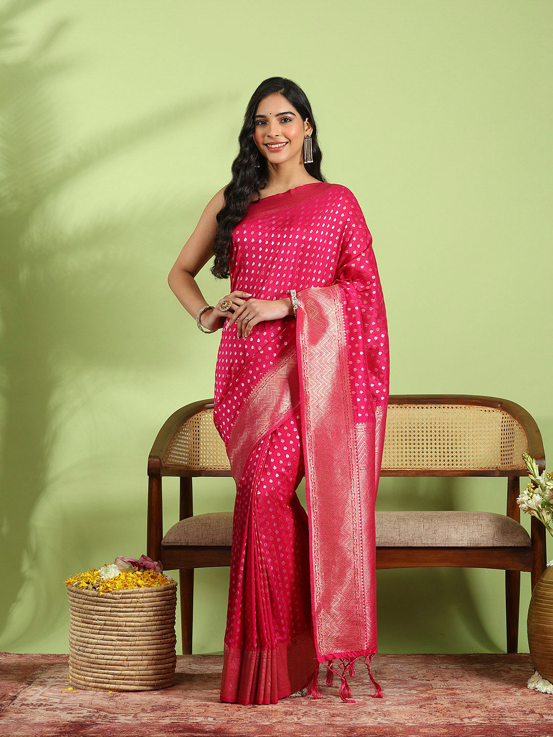 Plain Crepe Saree