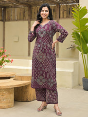 Printed Cotton Blend Kurta With Palazzo