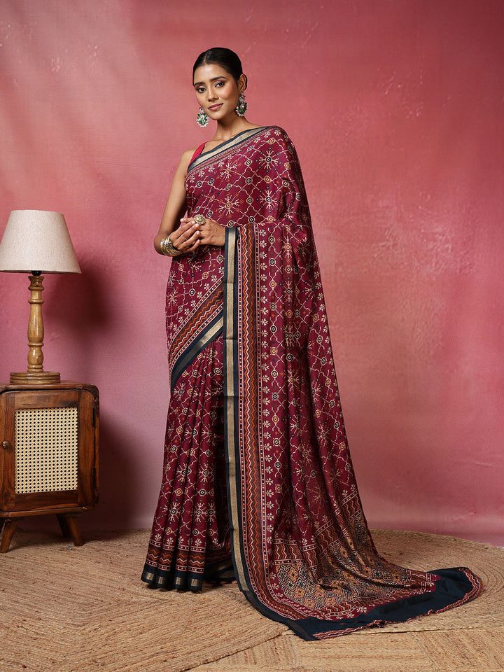 Digital Printed Art Silk Saree