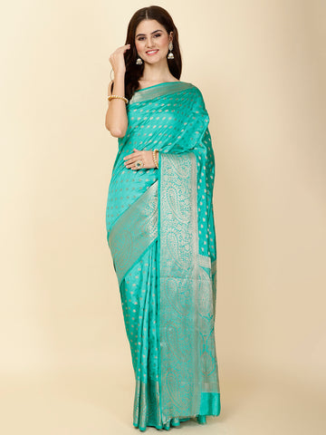 Zari Border Booti Woven Handloom Saree