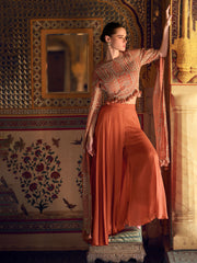 Embroidered Chinon Suit With Pant & Dupatta