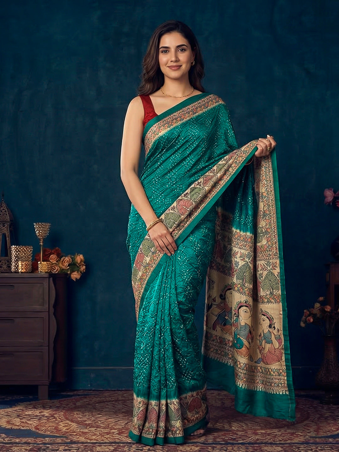 Printed Tussar Silk Saree