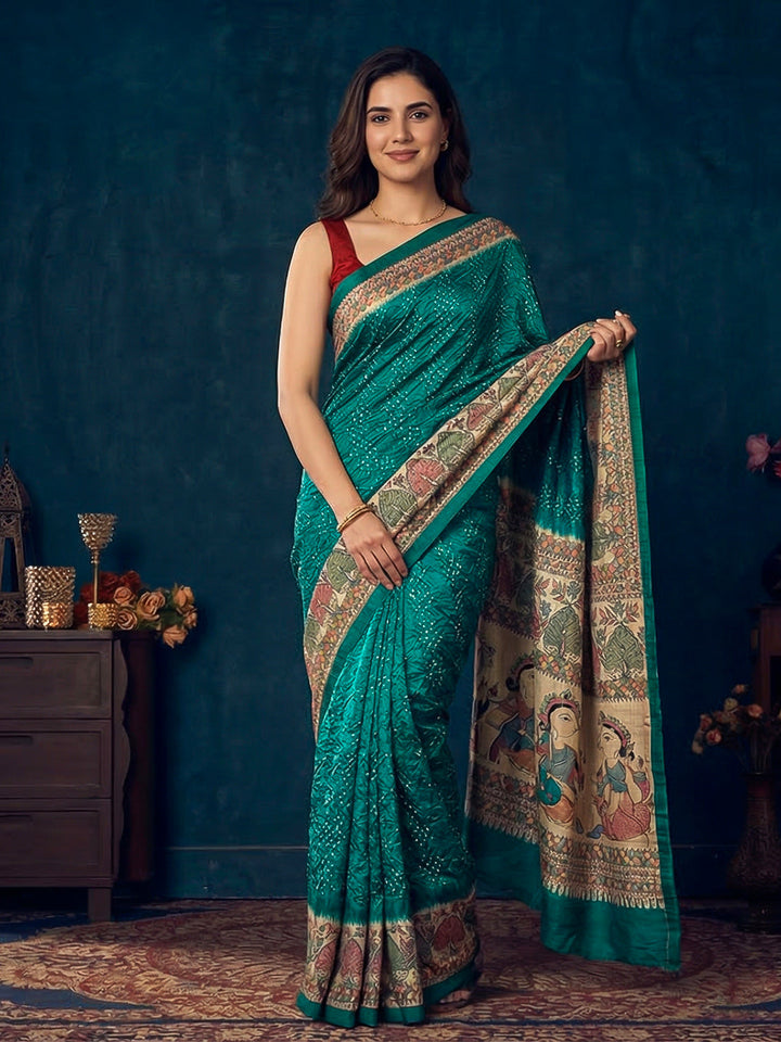 Printed Tussar Silk Saree