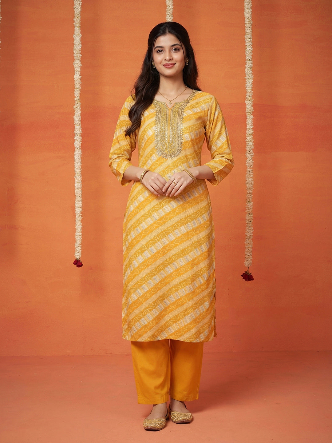 Printed Cotton Blend Kurta With Pant