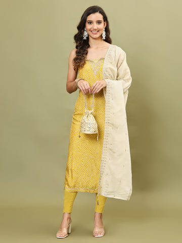 Neck Embroidered Muslin Unstitched Suit Piece With Dupatta