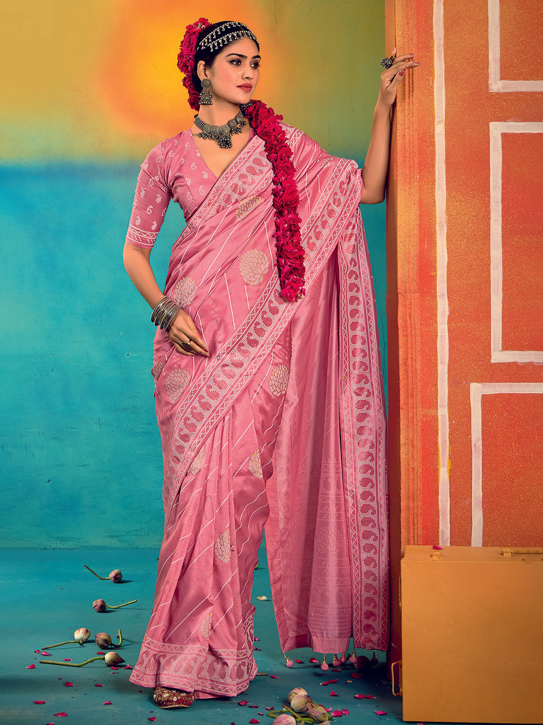 Abstract Print Art Silk Saree