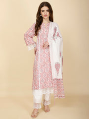 Printed Cotton Suit Set With Dupatta