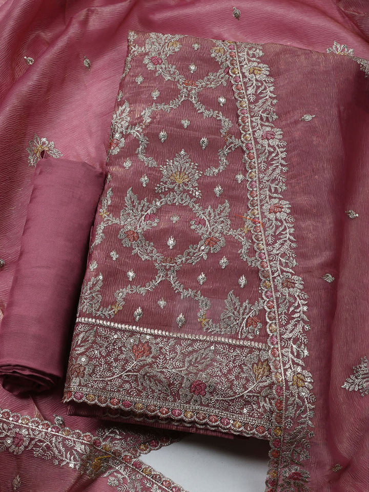 Woven Design Tissue Unstitched Suit With Dupatta