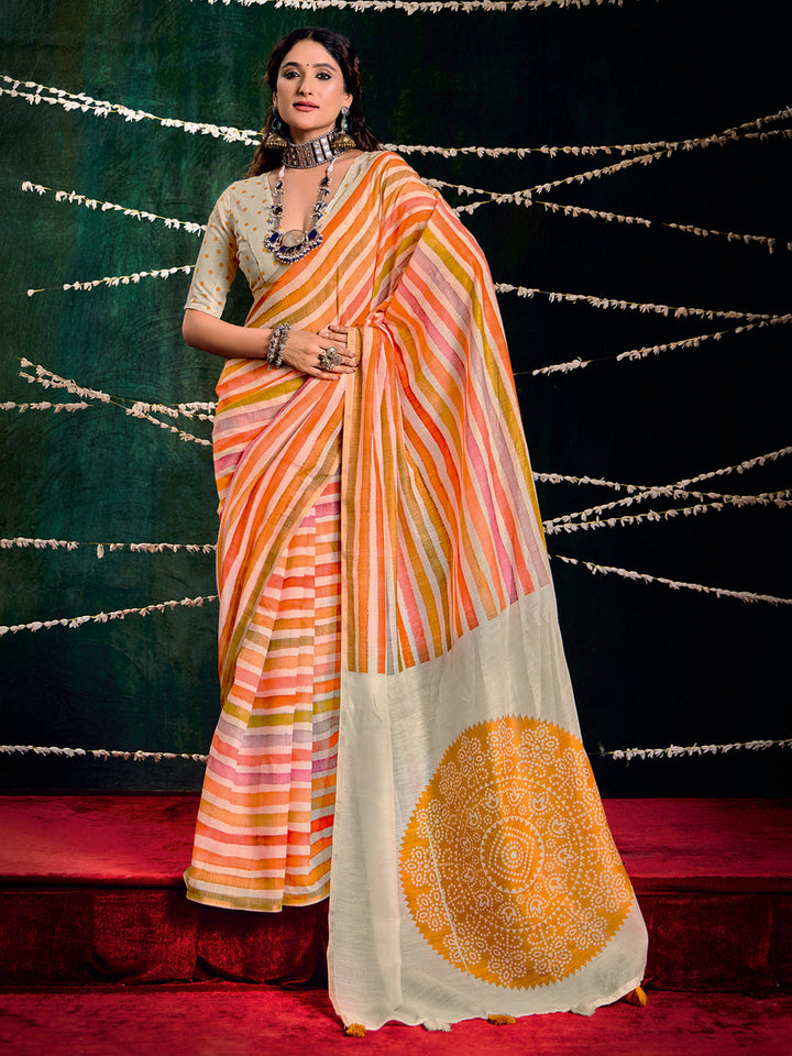Check Printed Chanderi Saree