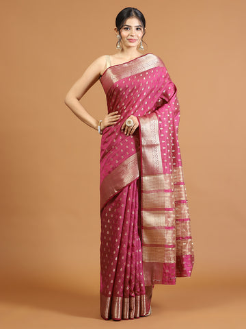 Zari Border Booti Handloom Woven Saree