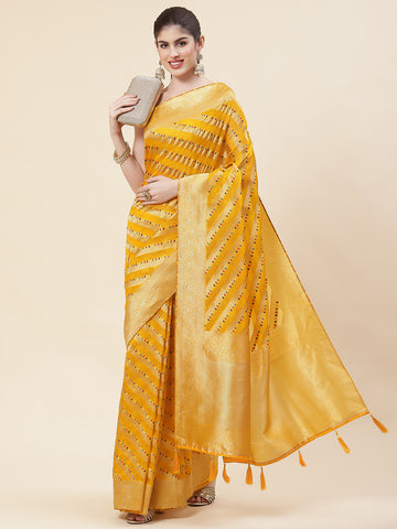 Zari Jaal Organza Woven Saree