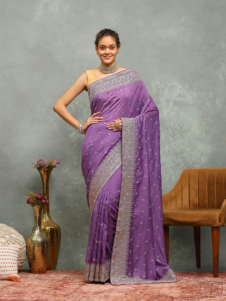 Zari Embroidered Tussar Saree