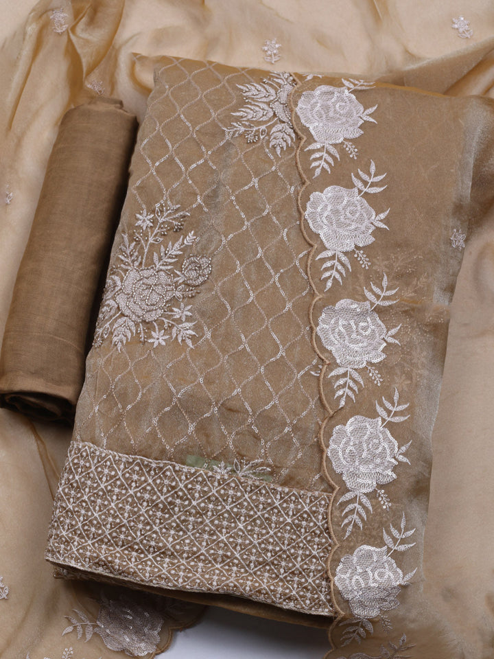 Embroidered Tissue Unstitched Suit With Dupatta