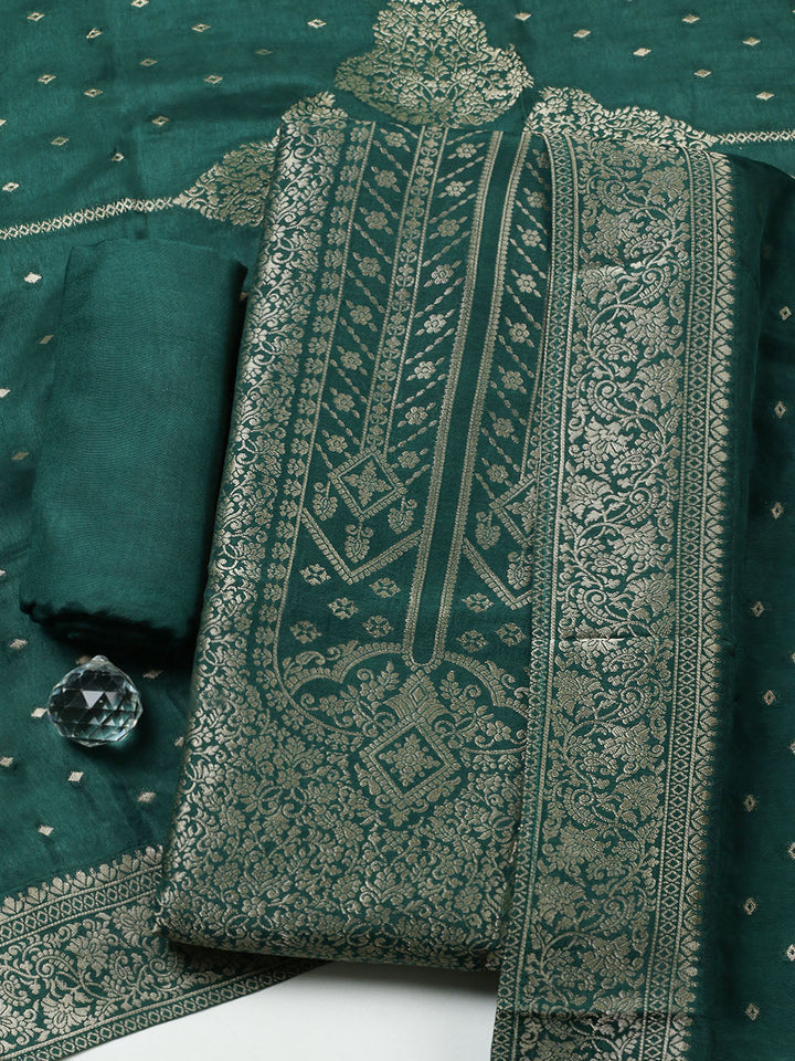 Woven Design Chanderi Unstitched Suit With Pant &amp; Dupatta
