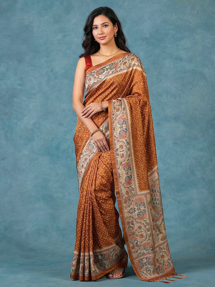 Printed Tussar Silk Saree