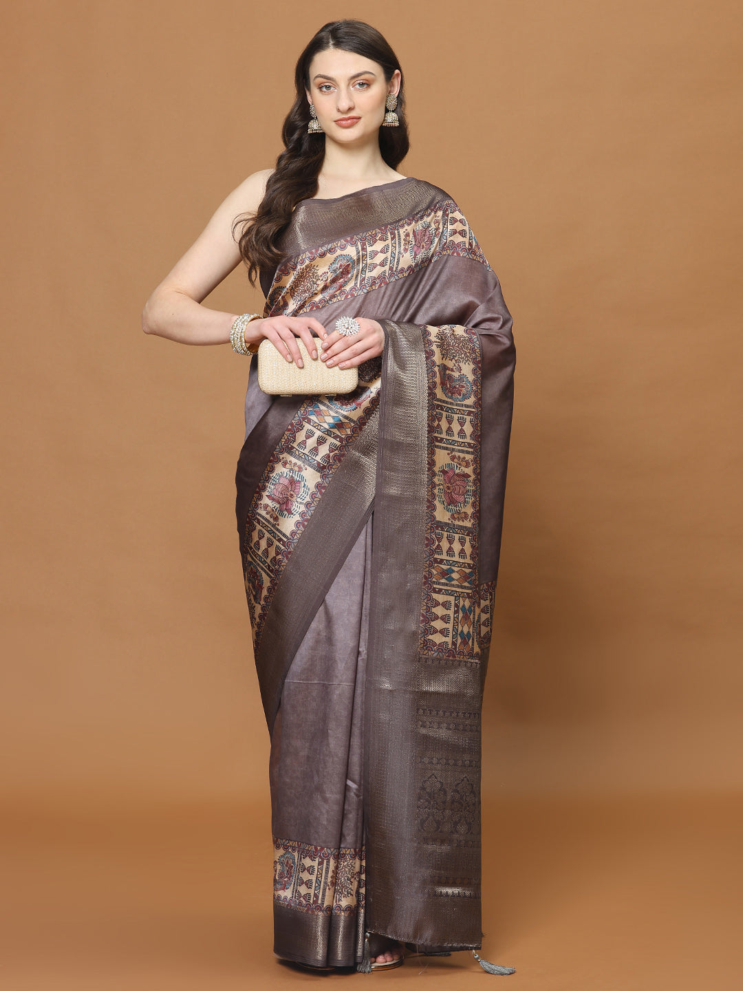 Digital Printed Satin Woven Saree