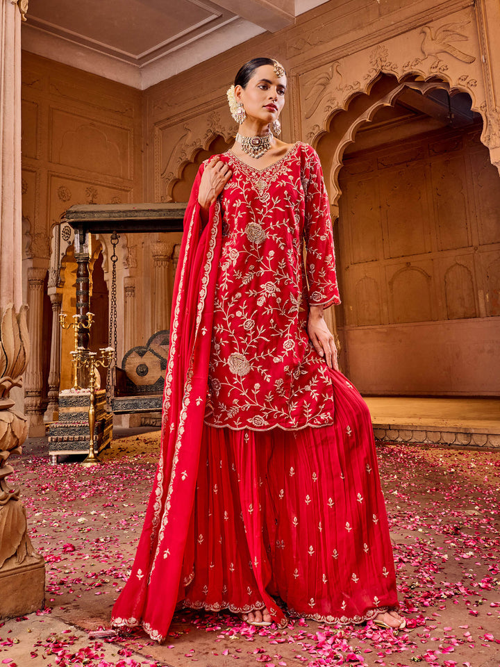 Rani Georgette Kurta With Pant &amp; Dupatta