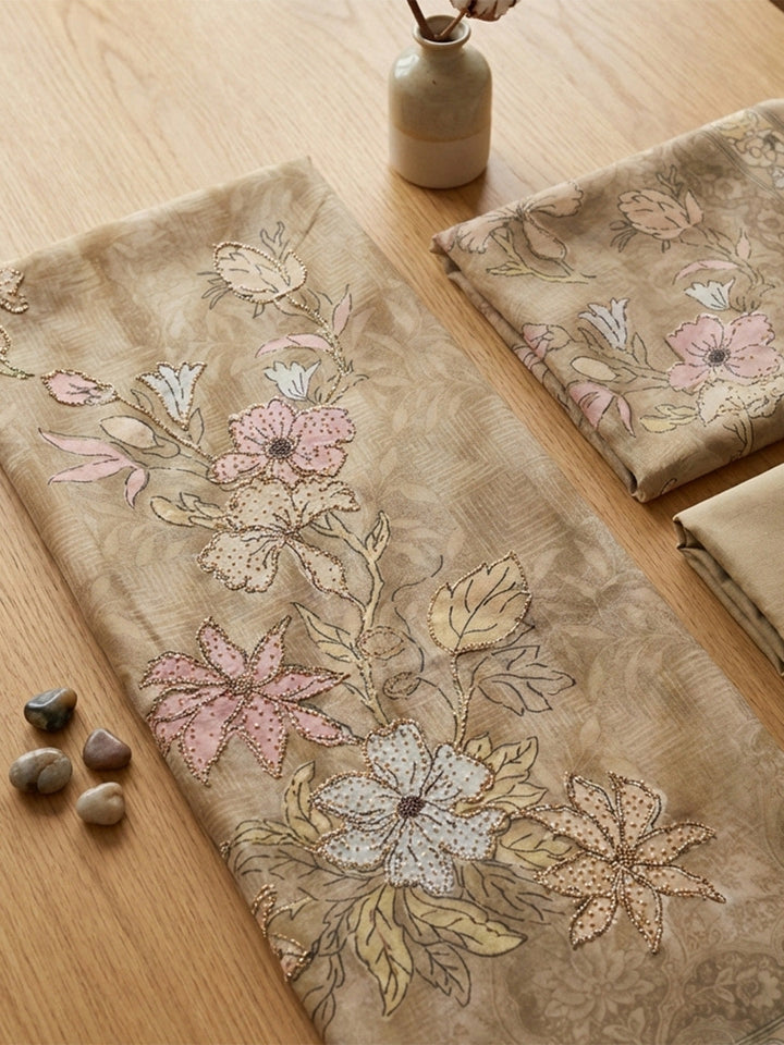 Embroidered Muslin Unstitched Suit With Pant &amp; Dupatta