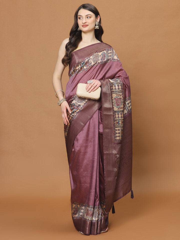 Digital Printed Satin Woven Saree