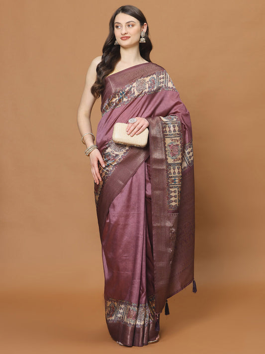 Digital Printed Satin Woven Saree