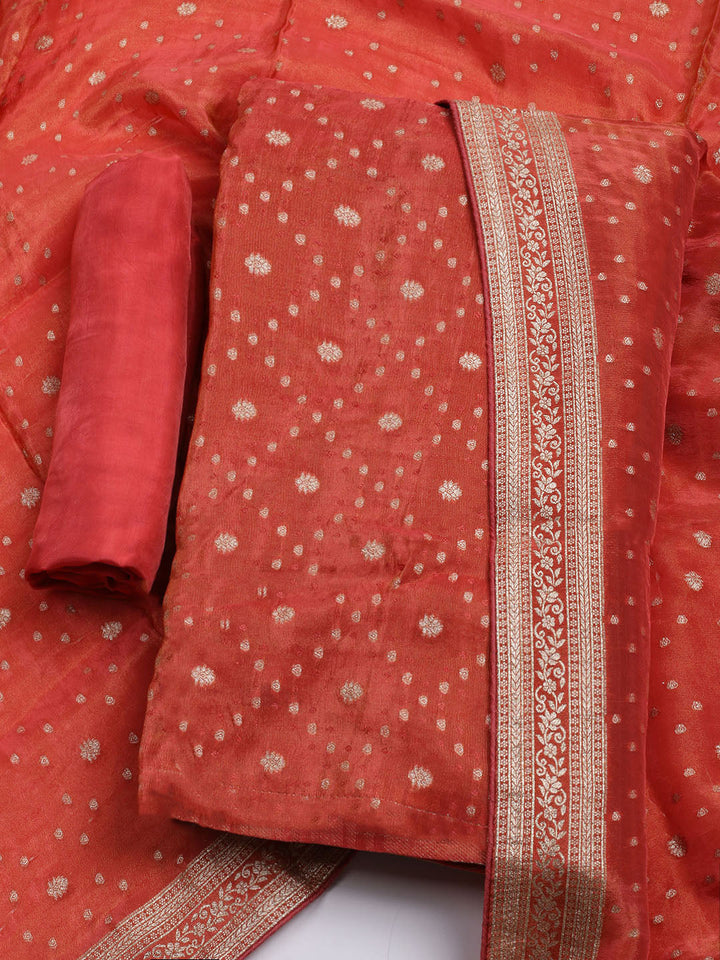 Embroidered Art Silk Unstitched Suit Piece With Dupatta