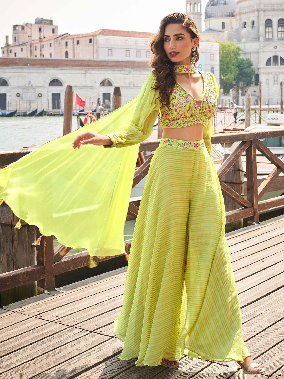 Embroidered Art Silk Choli With Gharara &amp; Dupatta