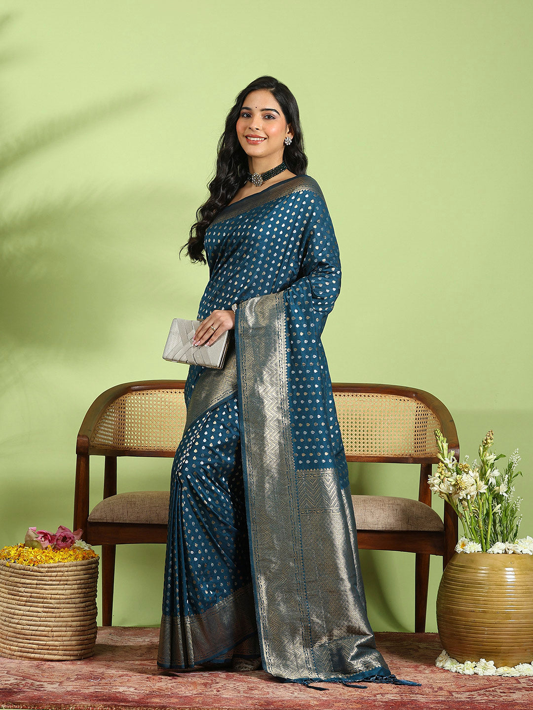 Plain Crepe Saree