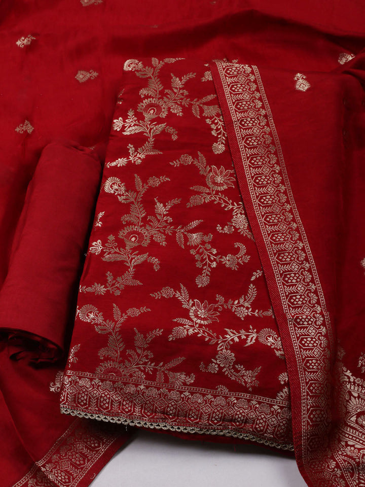 Woven Design Chanderi Unstitched Suit With Dupatta