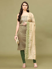 Neck Patti Chanderi Unstitched Suit Piece With Dupatta