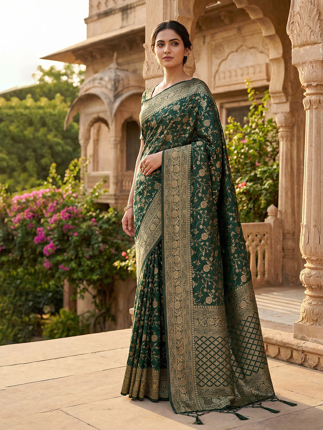 Plain Crepe Saree
