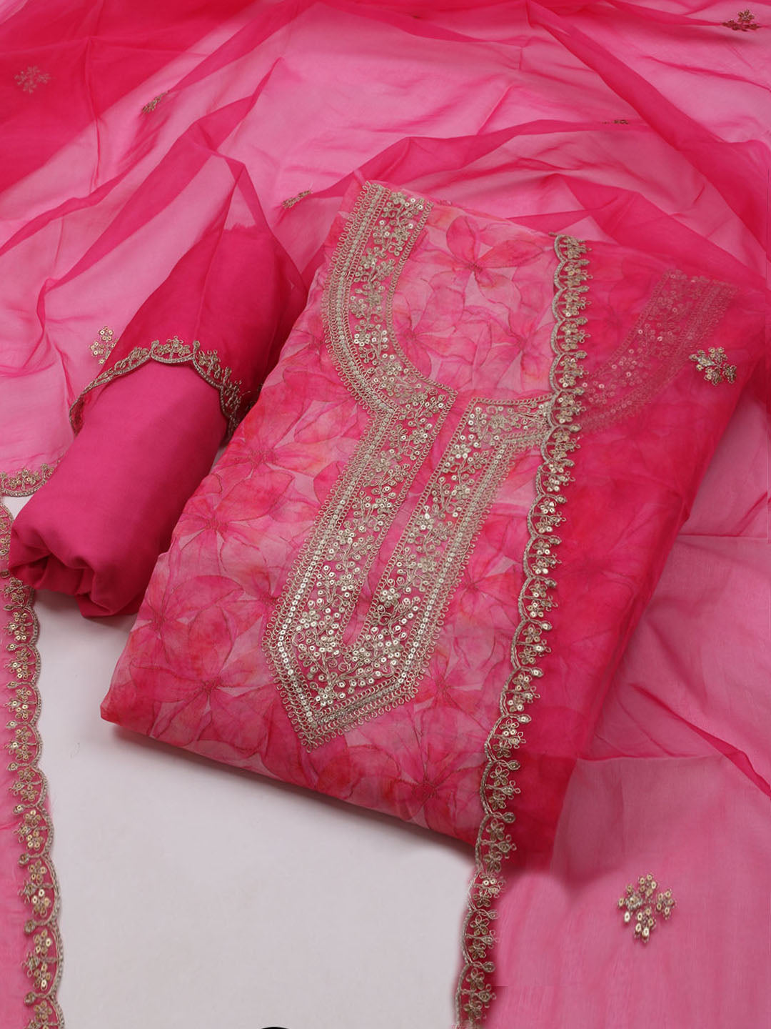 Zari Jaal Art Silk Unstitched Suit With Dupatta