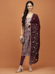 Paisley Printed Cotton Unstitched Suit Piece With Dupatta