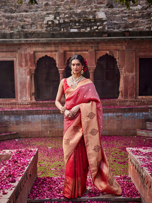 Zari Booti Satin Woven Saree