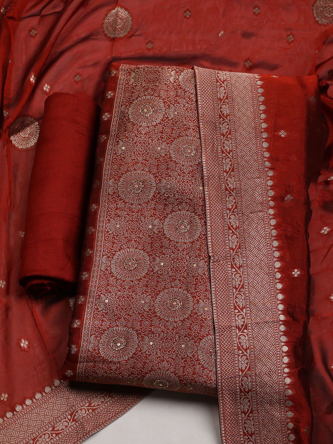 Woven Chanderi Unstitched Suit With Dupatta