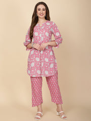 Floral Printed Cotton Kurta With Pants