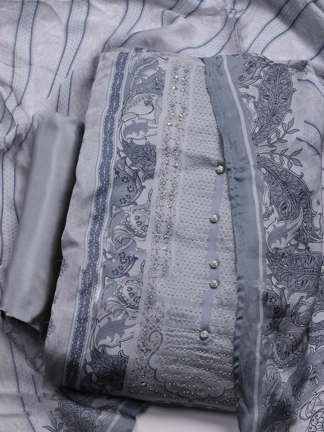 Printed Crepe Unstitched Suit With Dupatta