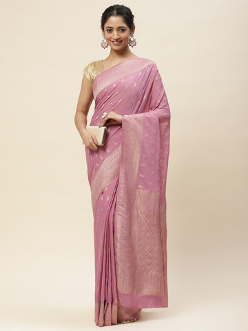 Zari Border Booti Chiffon Woven Saree