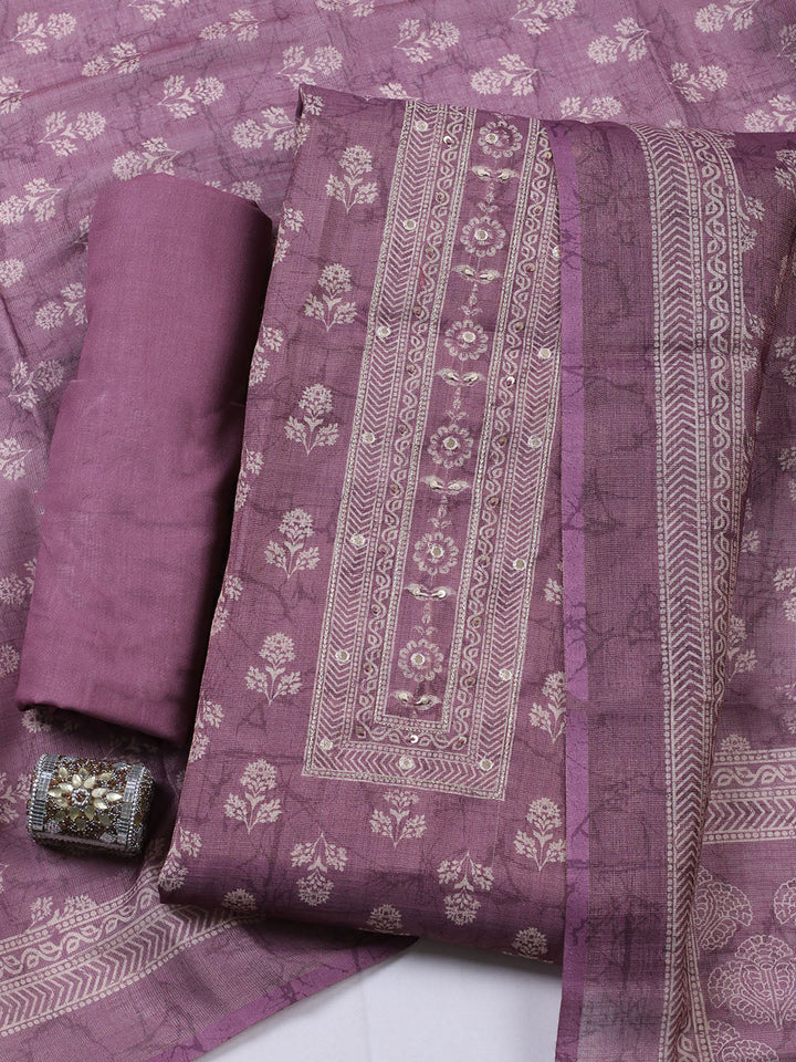 Embellished Tissue Unstitched Suit With Pant &amp; Dupatta