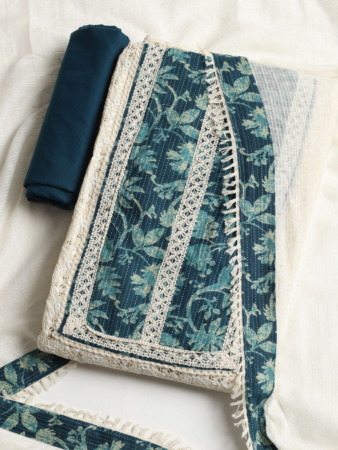 Embroidered Cotton Blend Unstitched Suit With Dupatta