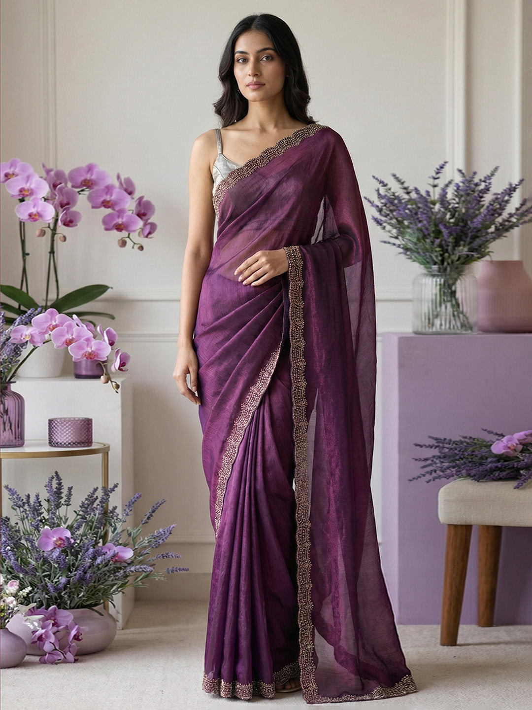Embroidered Georgette Saree