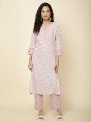 Tropical Printed Cotton Kurta With Pants