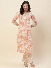 Printed Cotton Kurta With Pants