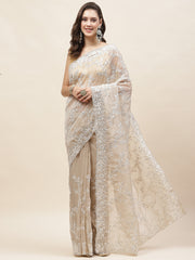 Resham Jaal Embroidery Organza Saree