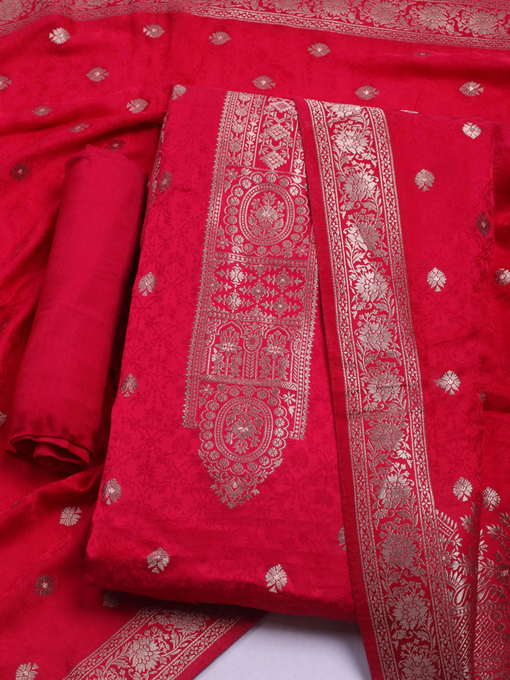 Woven Design Chanderi Unstitched Suit With Dupatta
